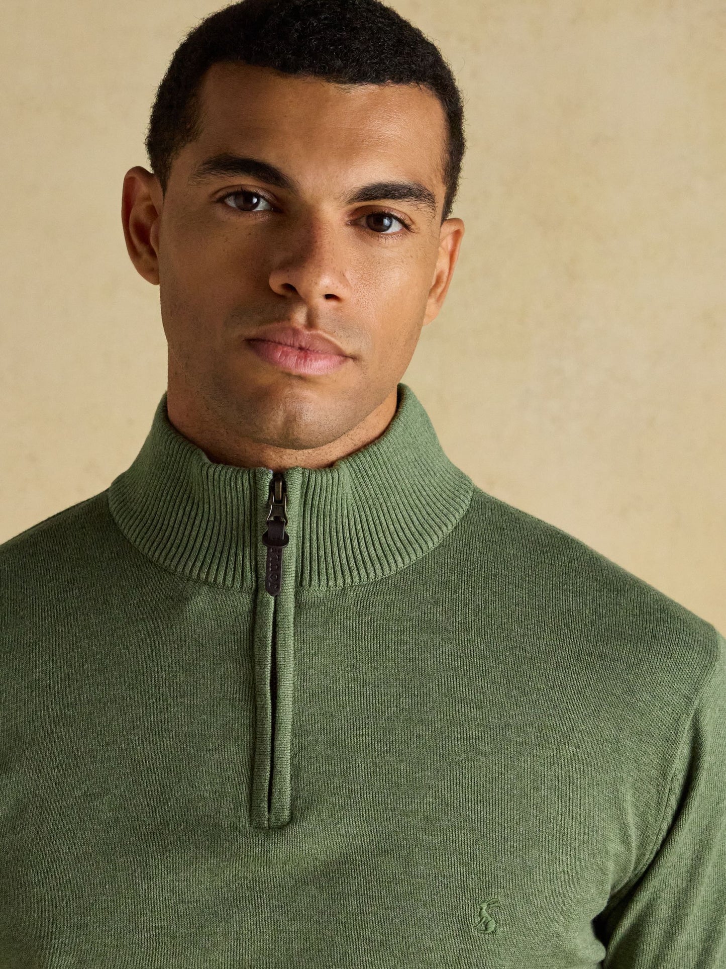 Hillside Khaki Green Quarter Zip Knitted Jumper