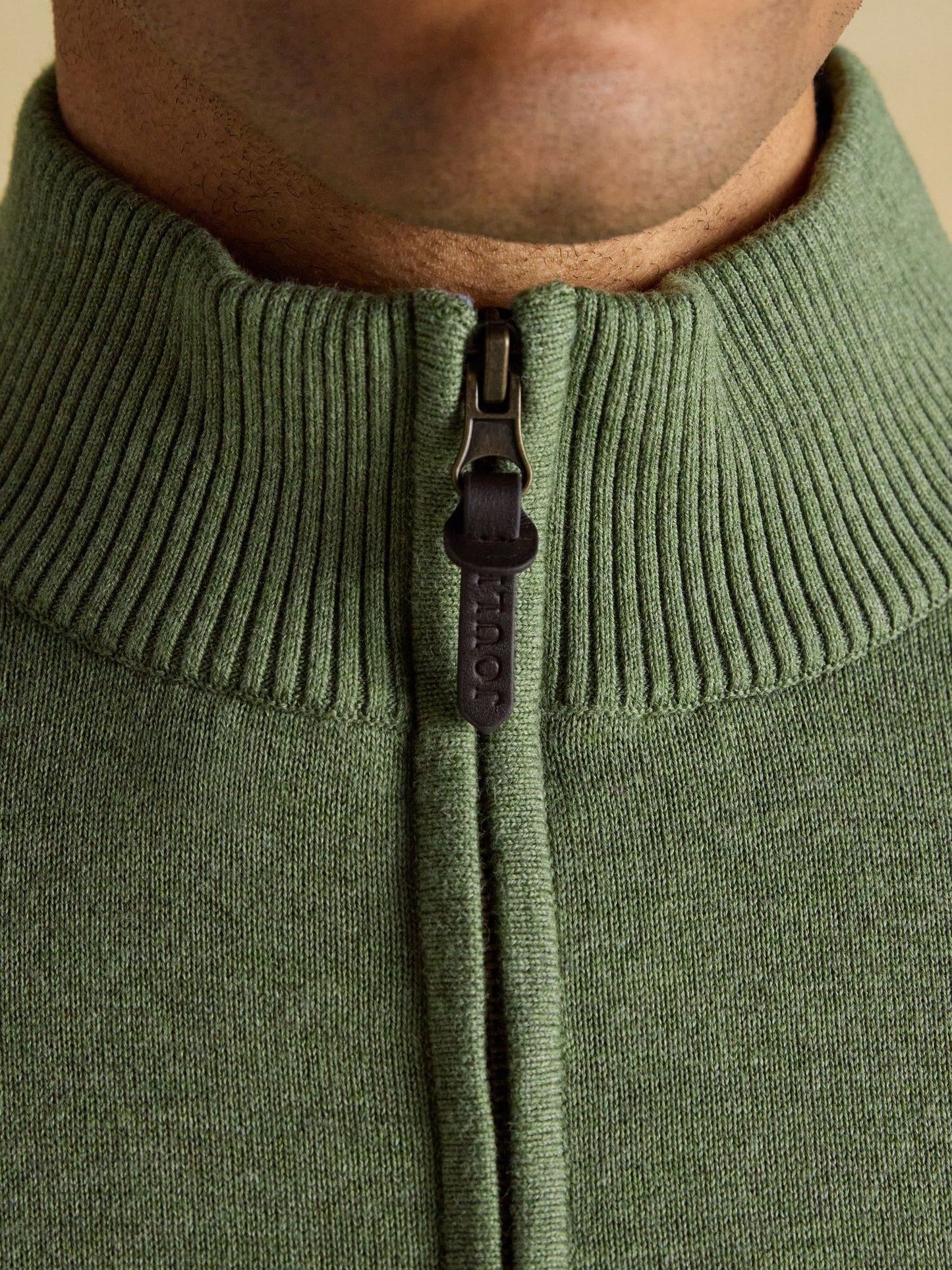 Hillside Khaki Green Quarter Zip Knitted Jumper
