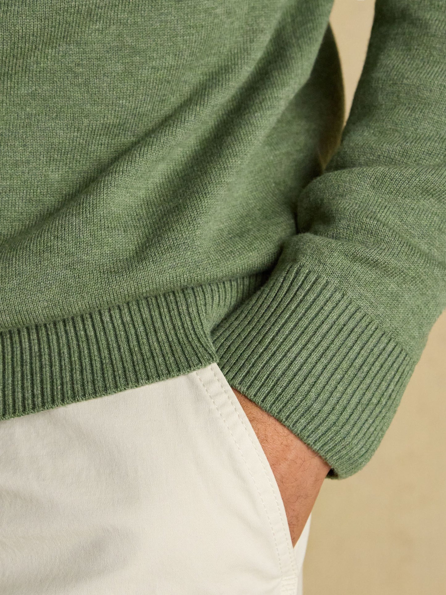 Hillside Khaki Green Quarter Zip Knitted Jumper