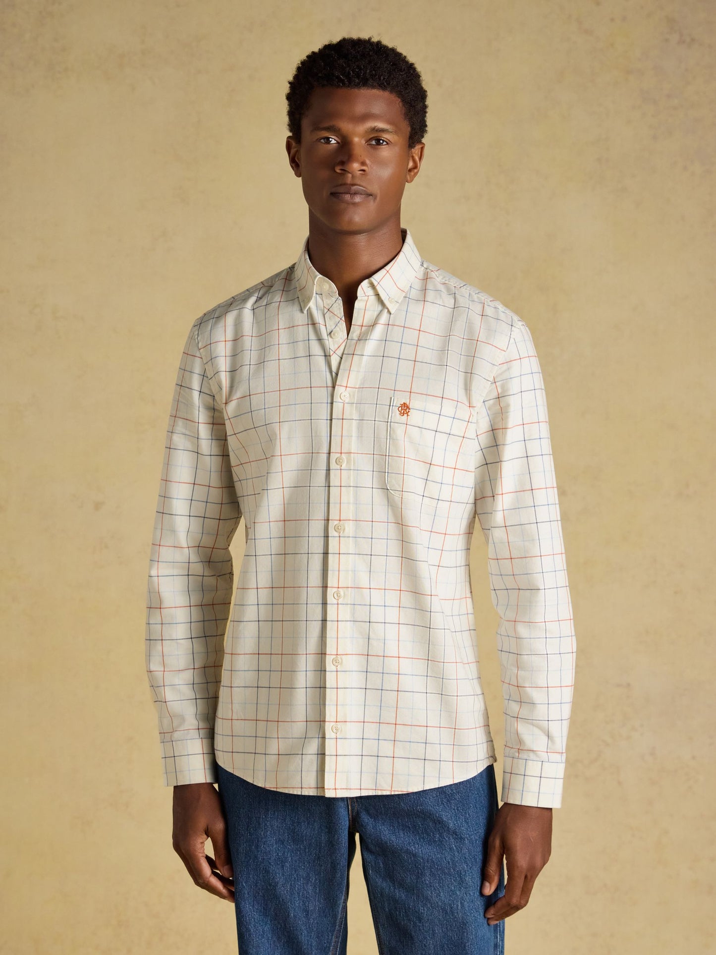 Oxford check shirt white multi