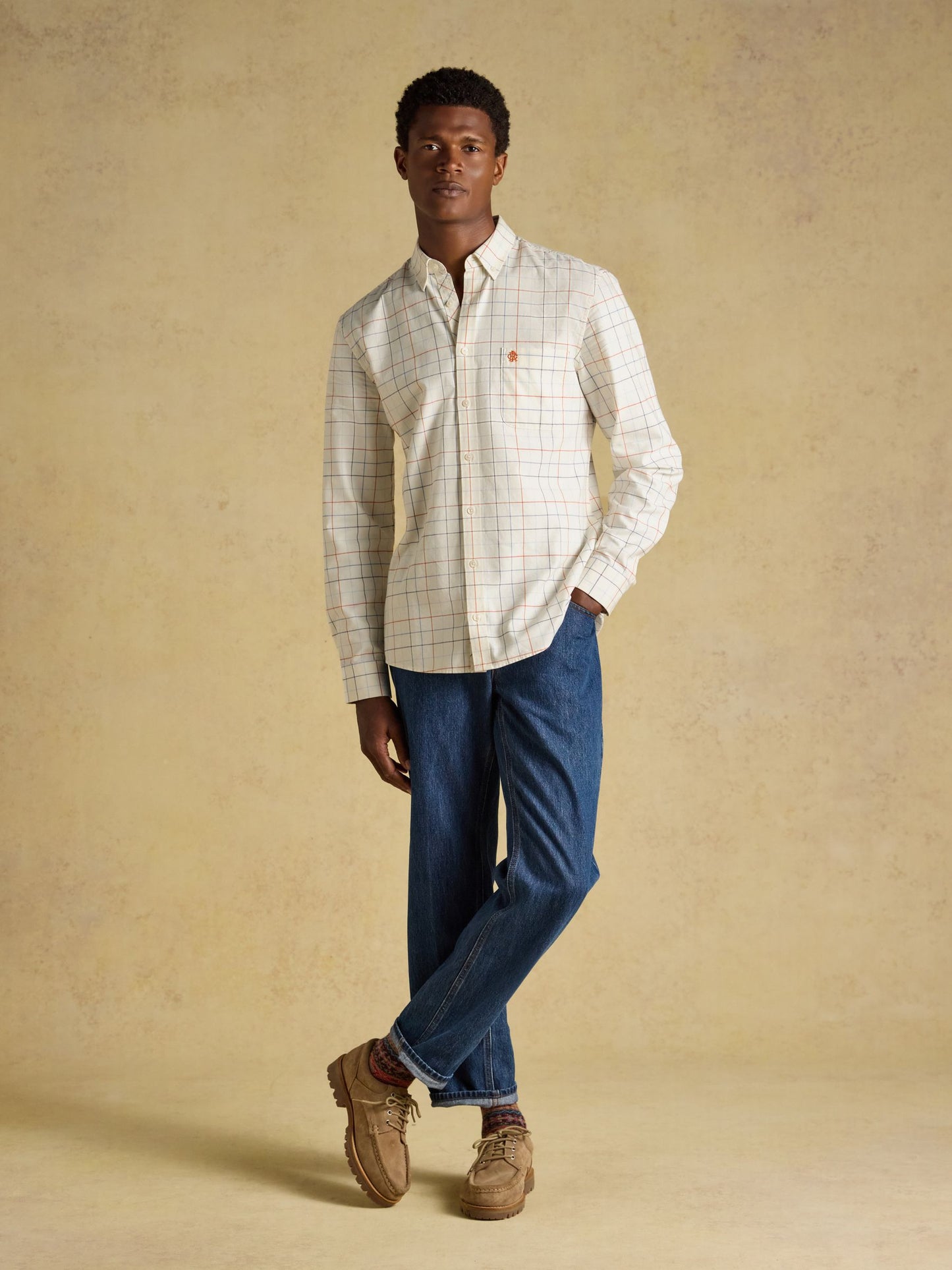 Oxford check shirt white multi