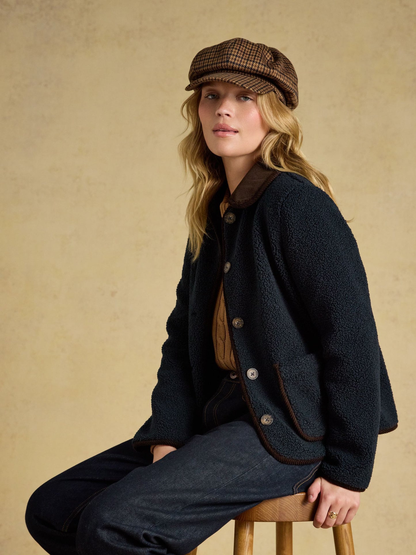 Elvaston Neutral Houndstooth Tweed Hat