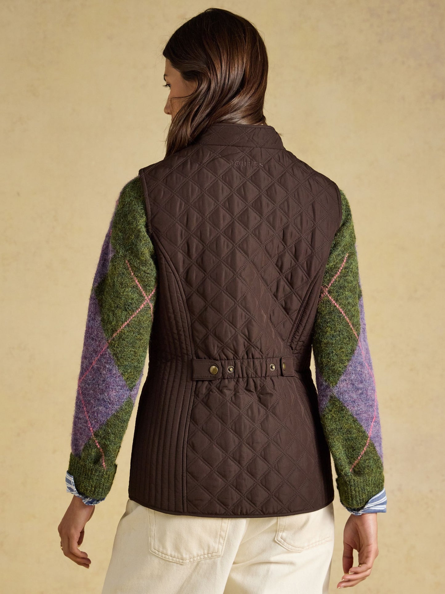 Minx Chocolate Brown Showerproof Diamond Quilted Gilet