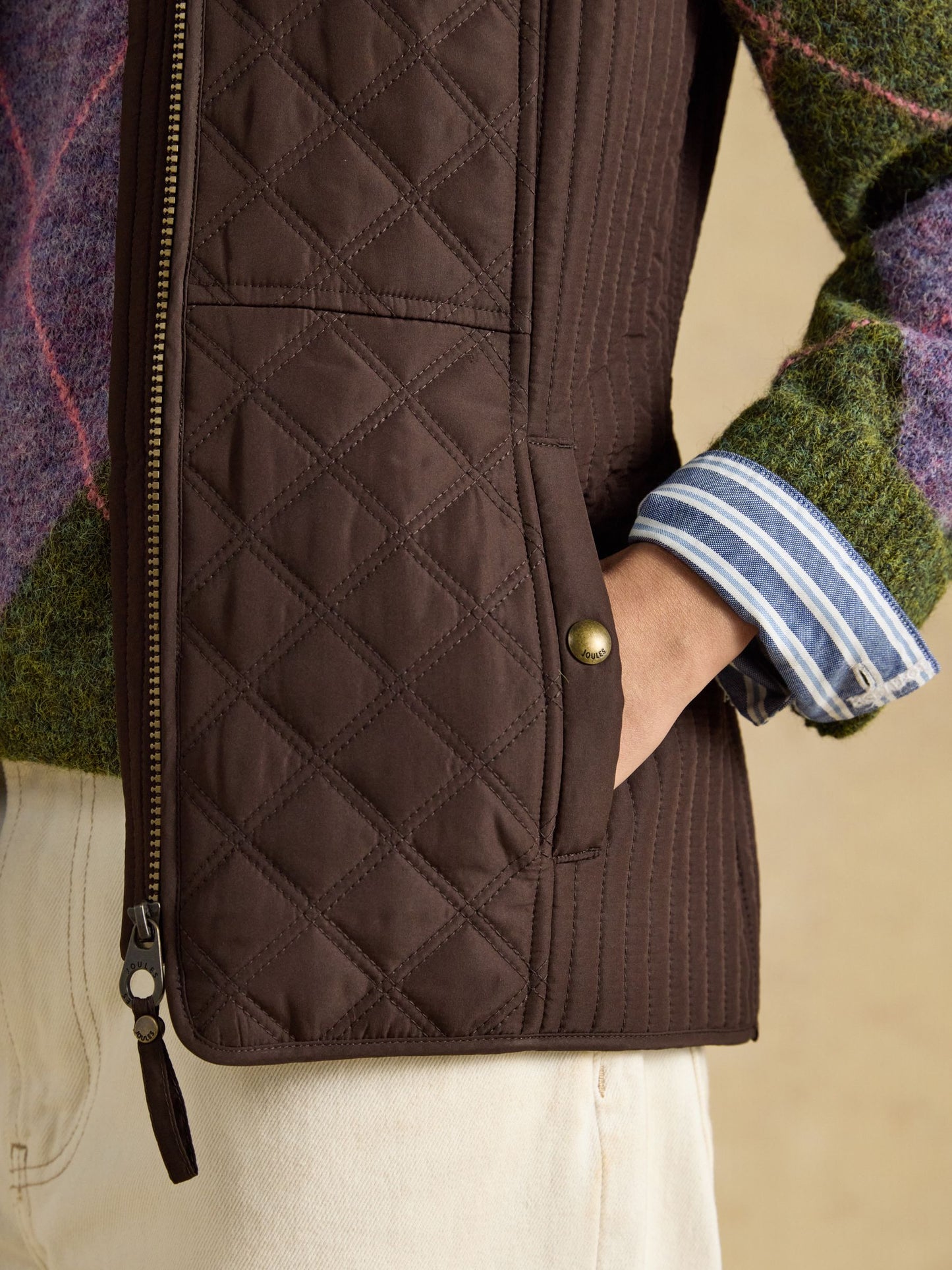 Minx Chocolate Brown Showerproof Diamond Quilted Gilet