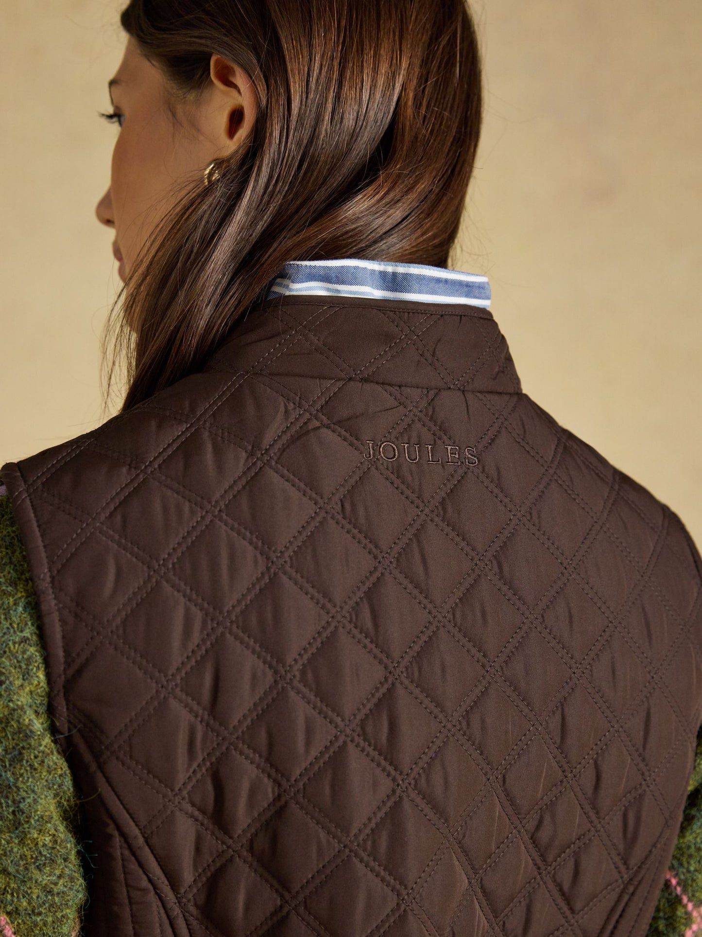 Minx Chocolate Brown Showerproof Diamond Quilted Gilet
