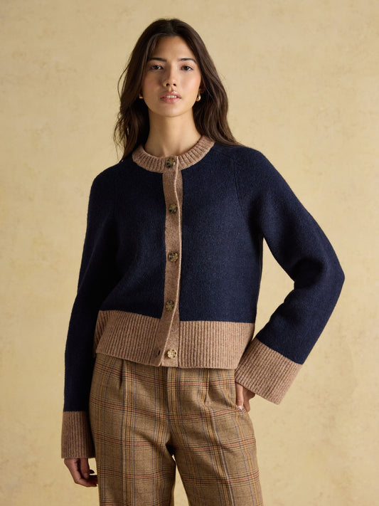 Nora Navy/Tan Knitted Cardigan