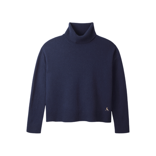 The Sophia Merino Wool Rollneck Jumper Navy