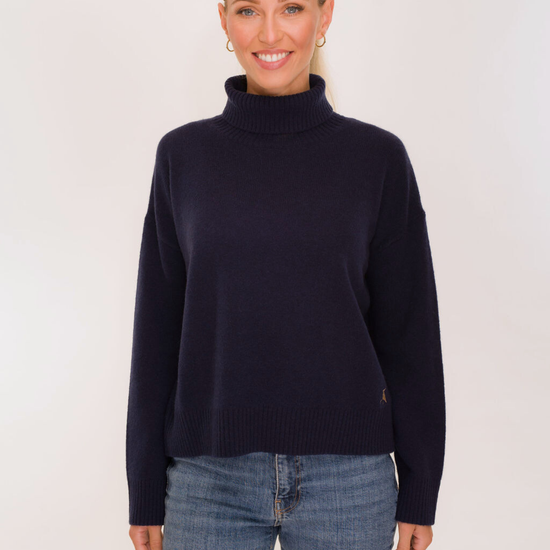 The Sophia Merino Wool Rollneck Jumper Navy