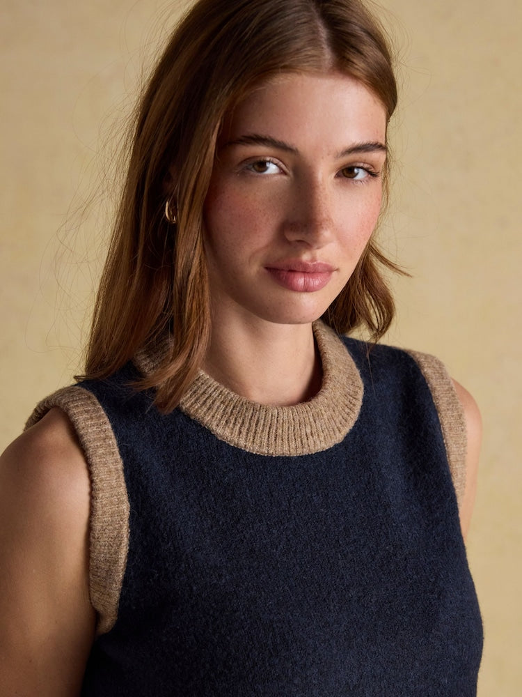 Holly Navy/Camel Knitted Vest