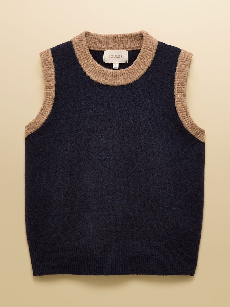 Holly Navy/Camel Knitted Vest