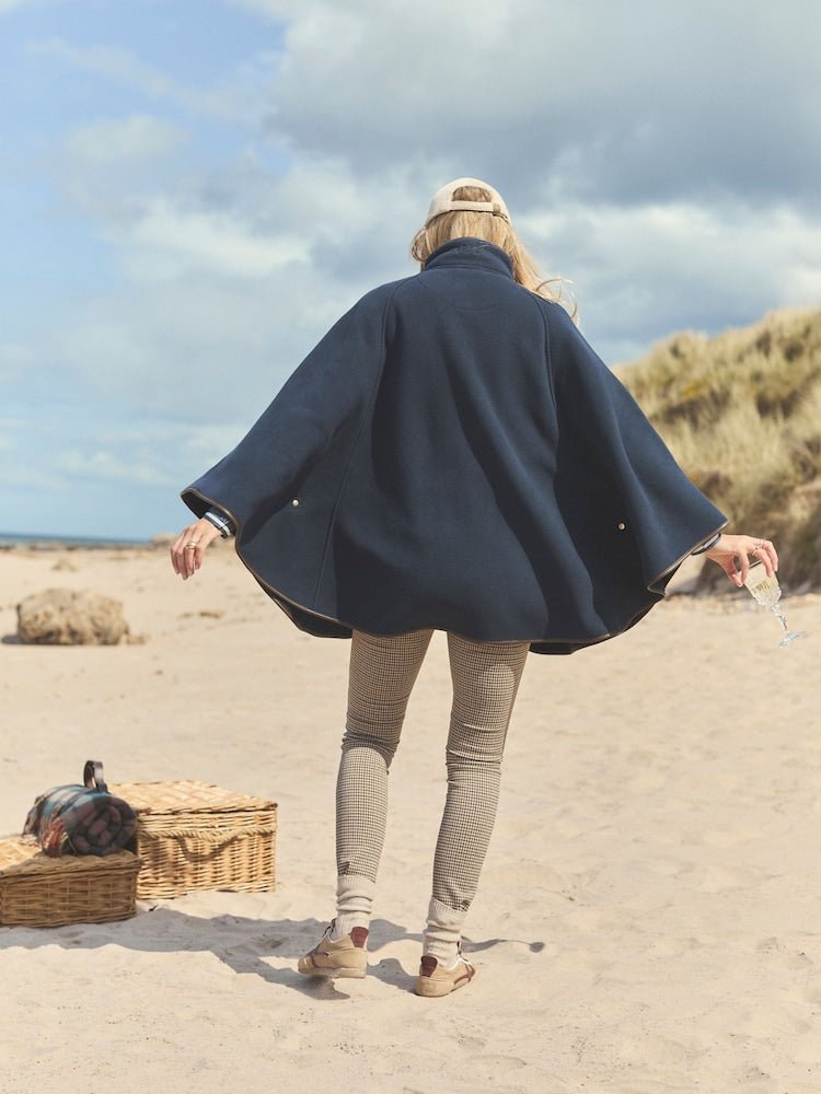 Heritage Navy Fleece Longline Cape