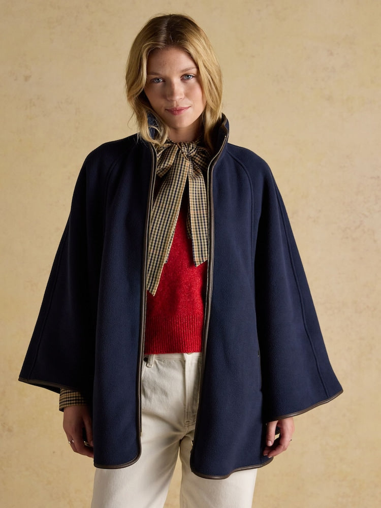 Heritage Navy Fleece Longline Cape