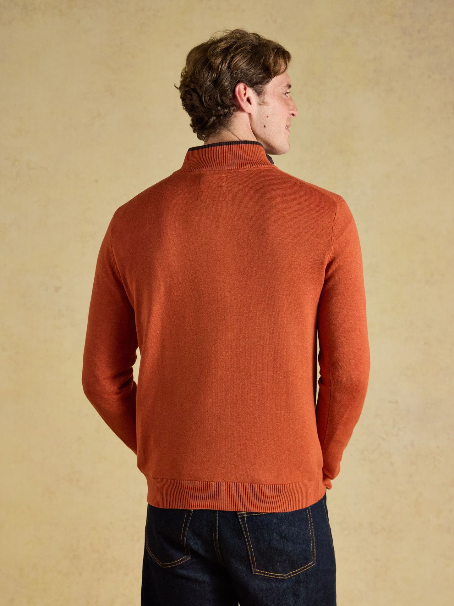 Hillside Orange Quarter Zip Knitted Jumper