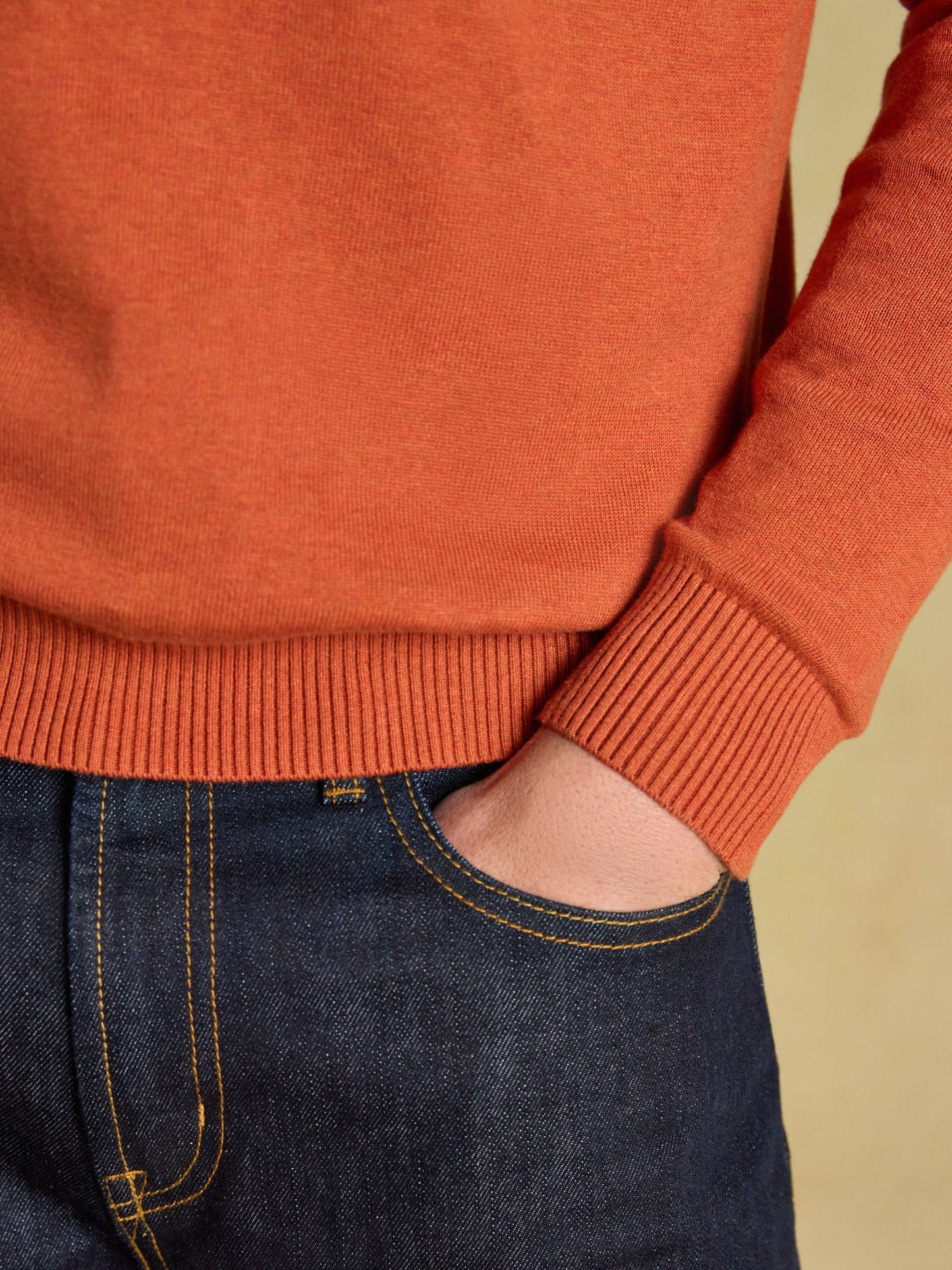 Hillside Orange Quarter Zip Knitted Jumper