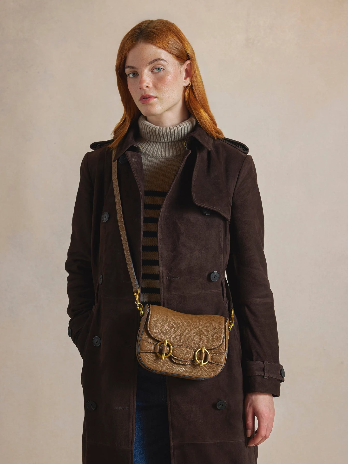Connie Tan Leather Saddle Bag