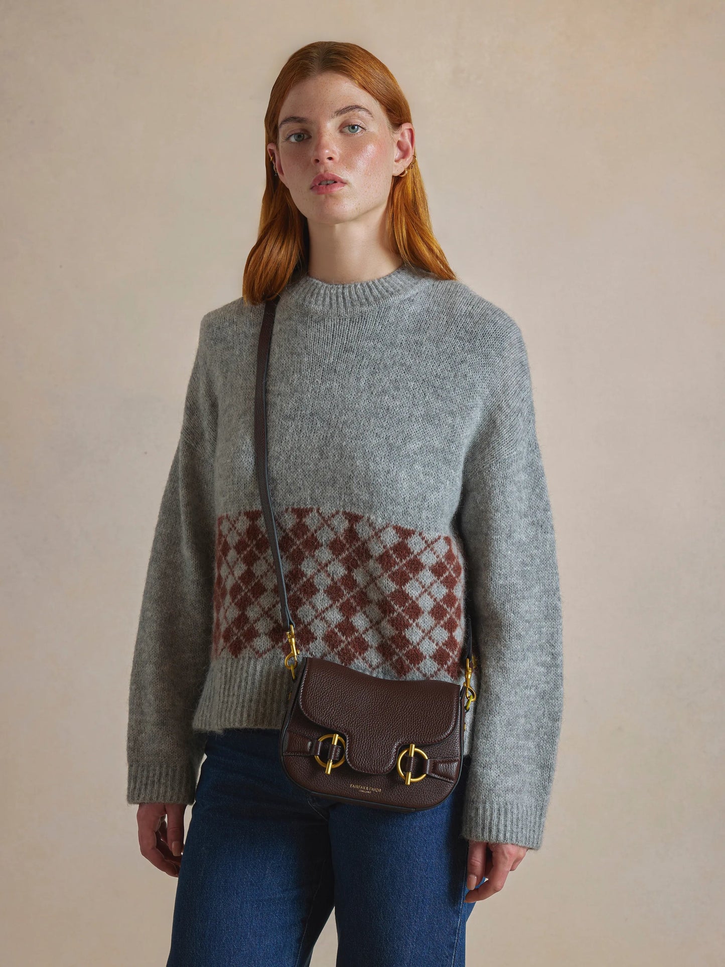 Connie Mahogany Leather Saddle Bag