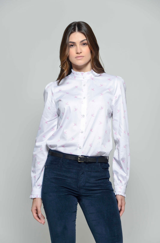 Malu Blouse Pink Pheasants