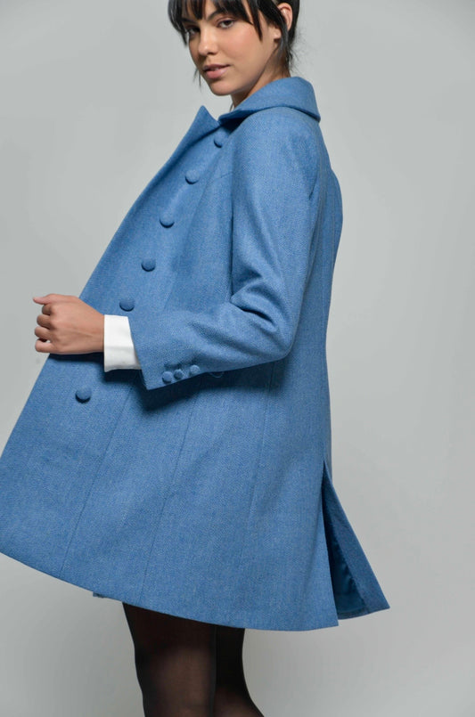 Anna Blue Herringbone Jacket