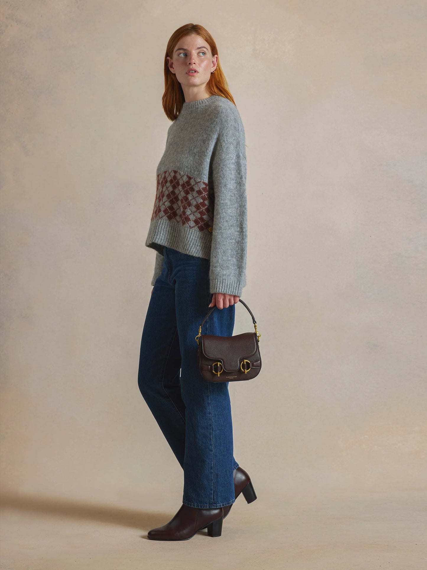 Connie Mahogany Leather Saddle Bag
