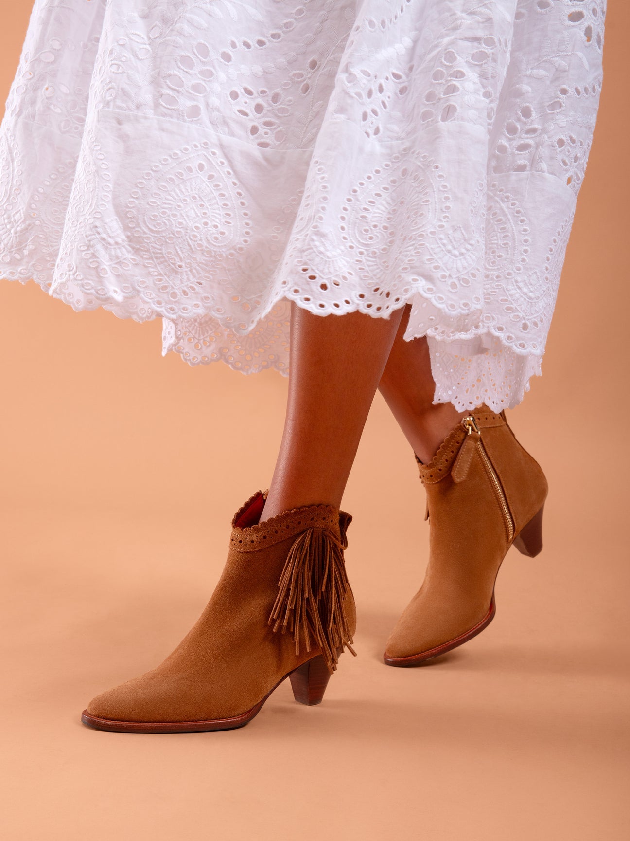 The Regina Women's Fringed Ankle Boot - Tan Suede