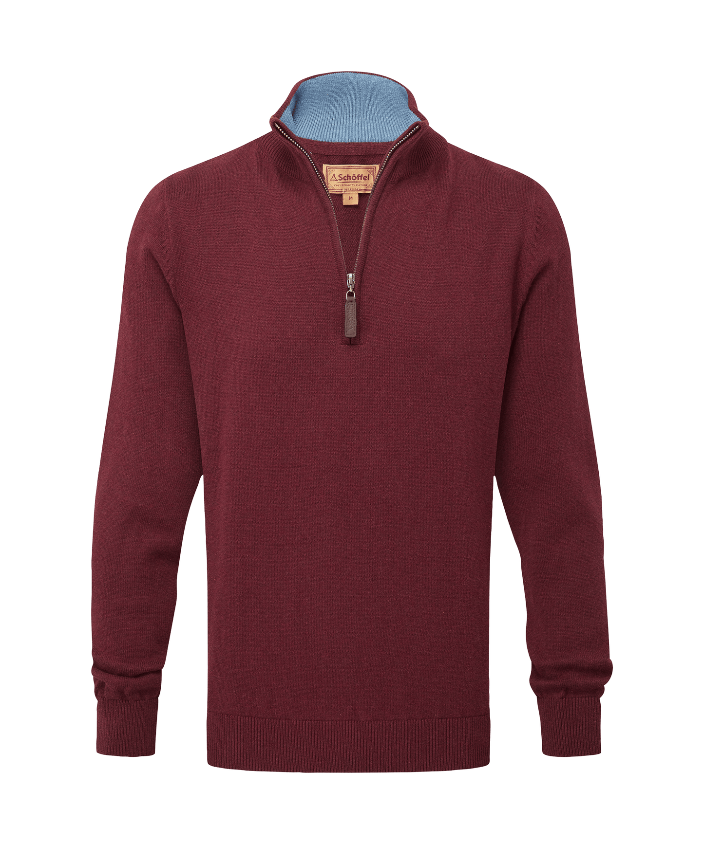 Calton Cotton Cashmere 1/4 Zip Jumper Burgundy