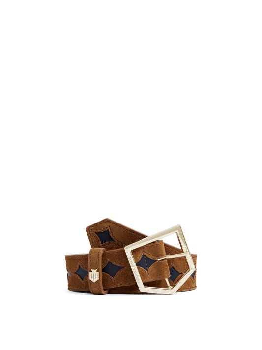 The Ohio
Women's Belt - Tan Suede & Navy Leather