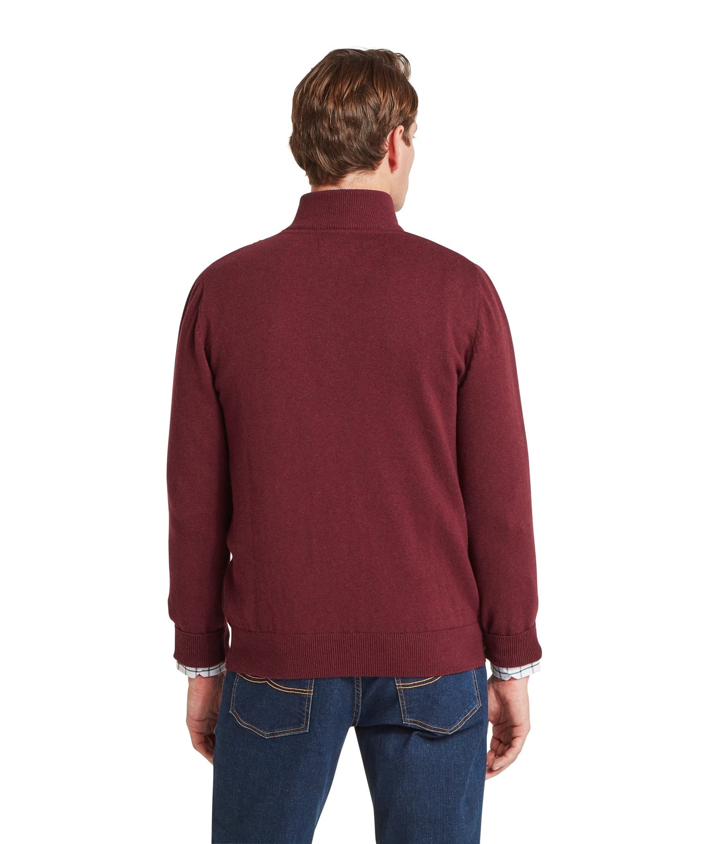 Calton Cotton Cashmere 1/4 Zip Jumper Burgundy