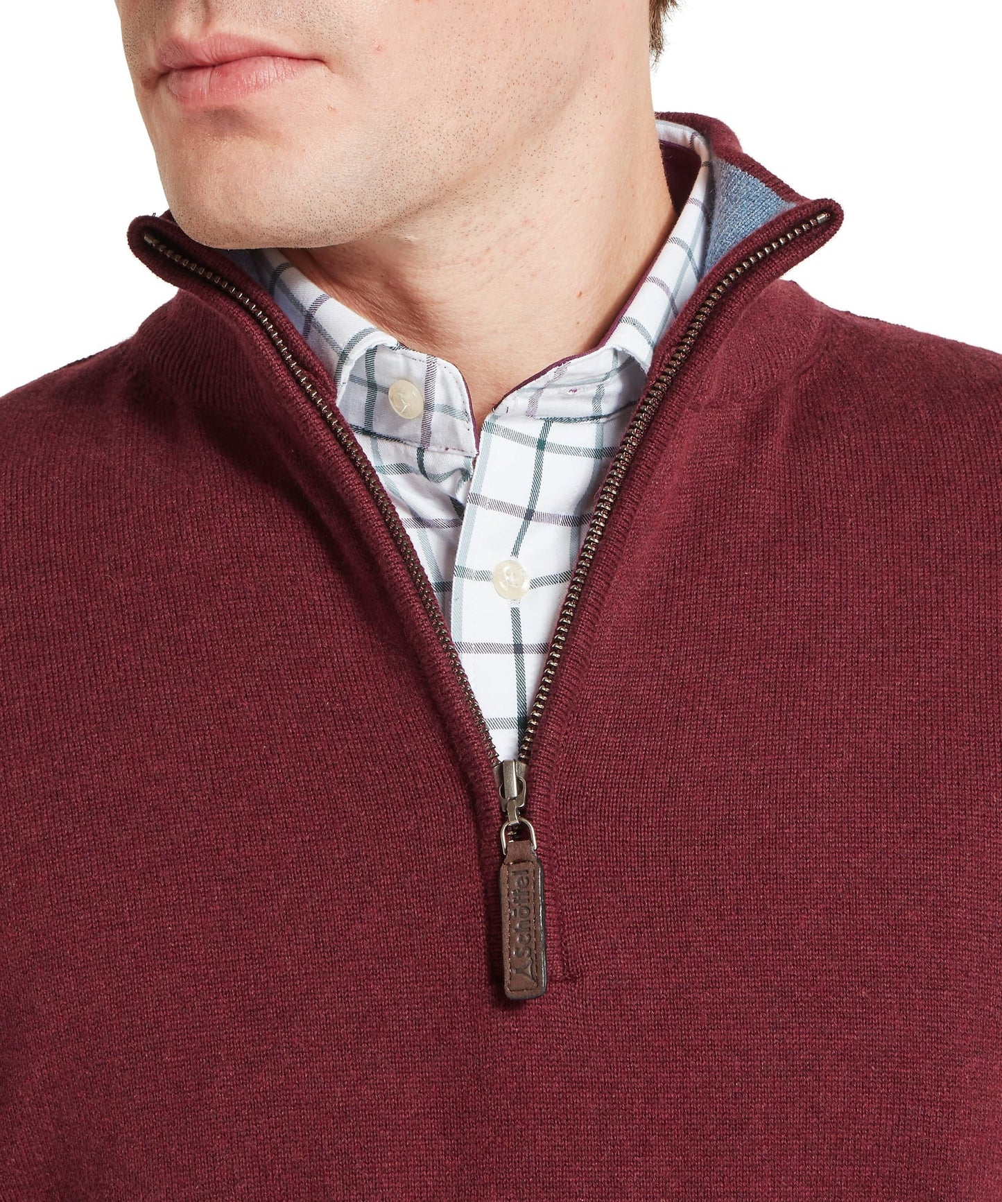 Calton Cotton Cashmere 1/4 Zip Jumper Burgundy