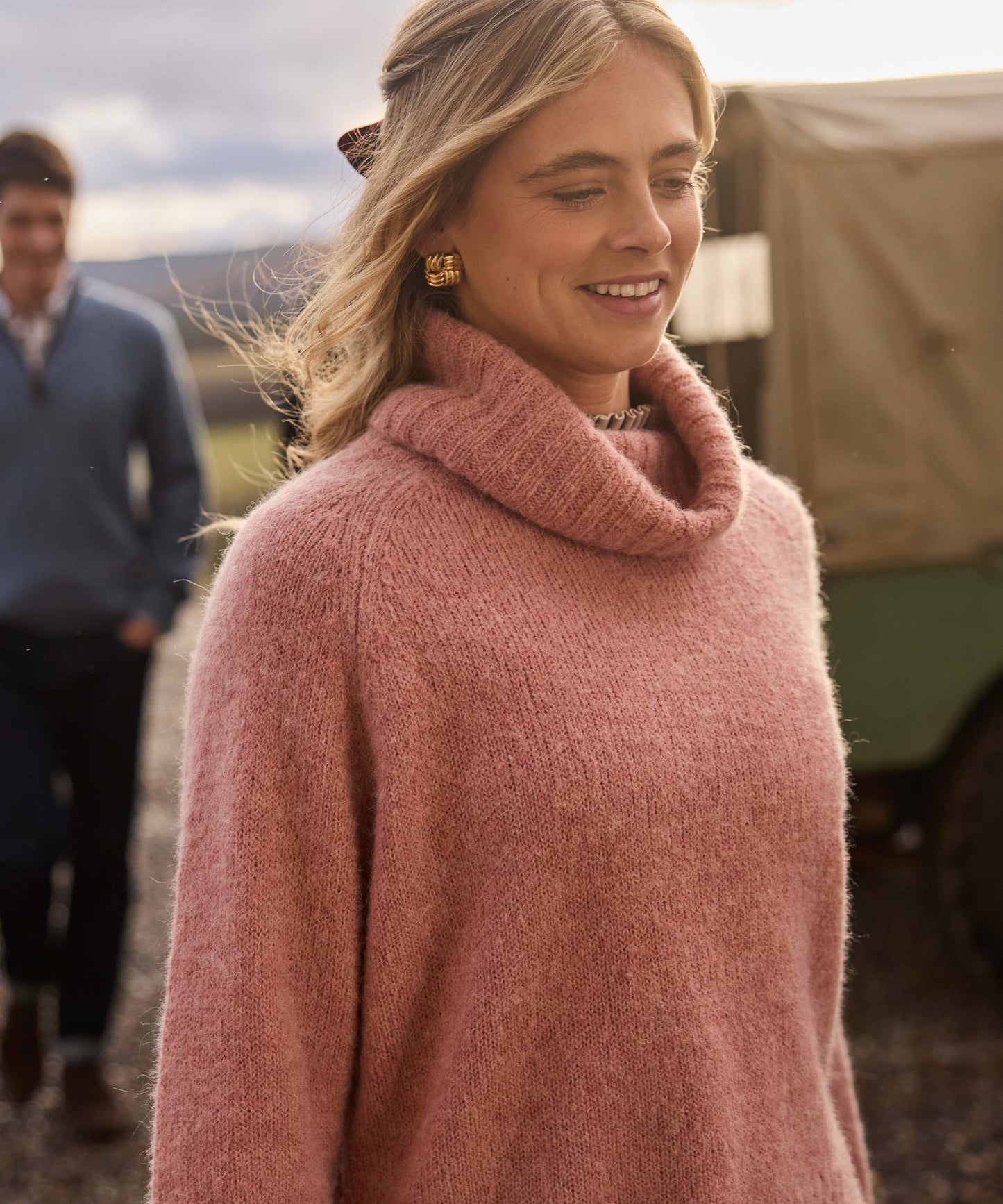 Sutton Roll Neck Jumper Dusky Pink