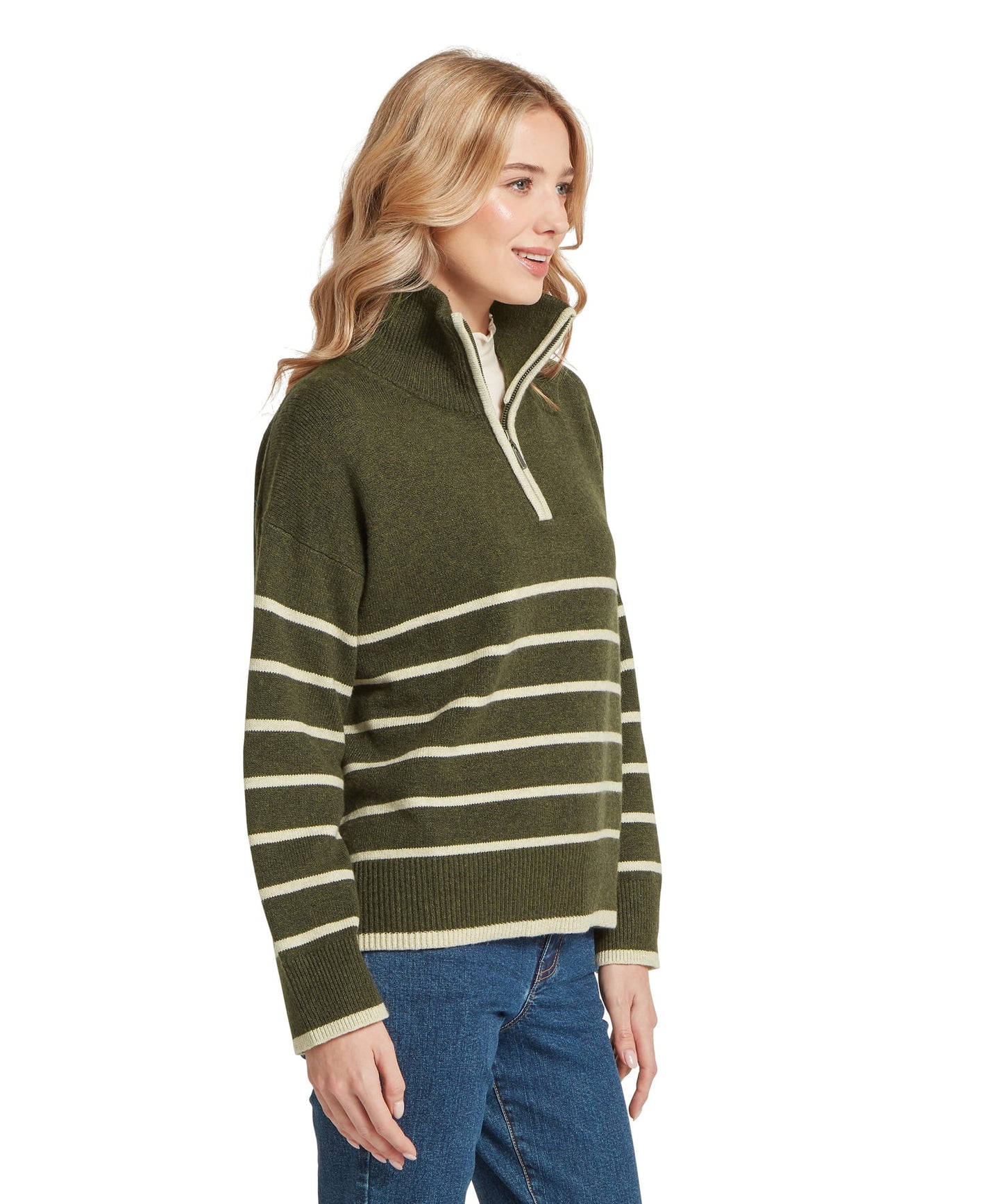 Sandsend Quarter Jumper Loden/Oatmeal