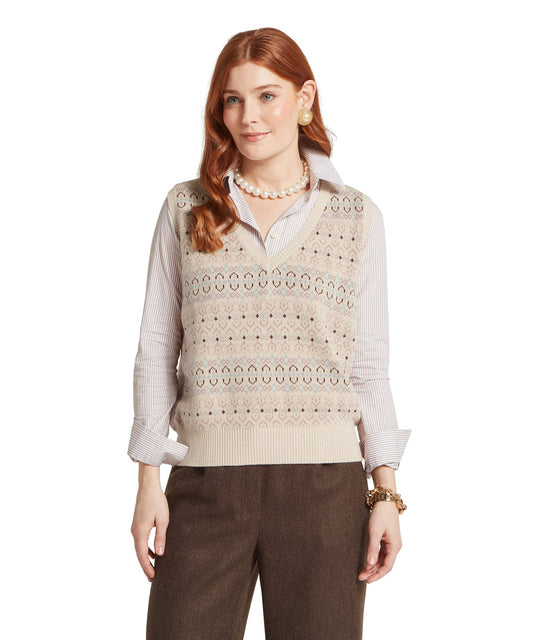 Tresness Fairisle Vest Port/Lake Blue