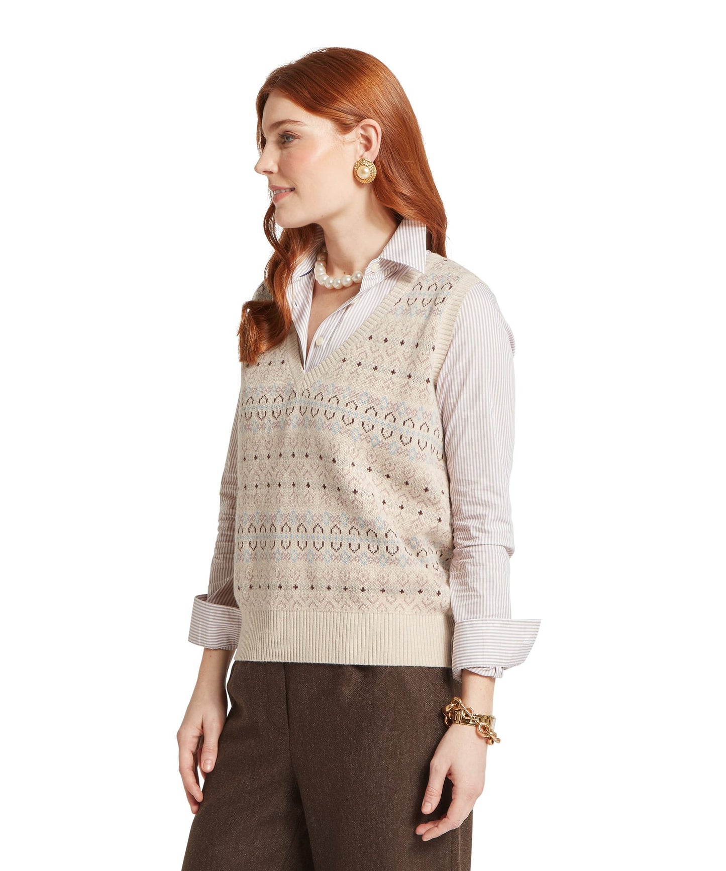 Tresness Fairisle Vest Port/Lake Blue