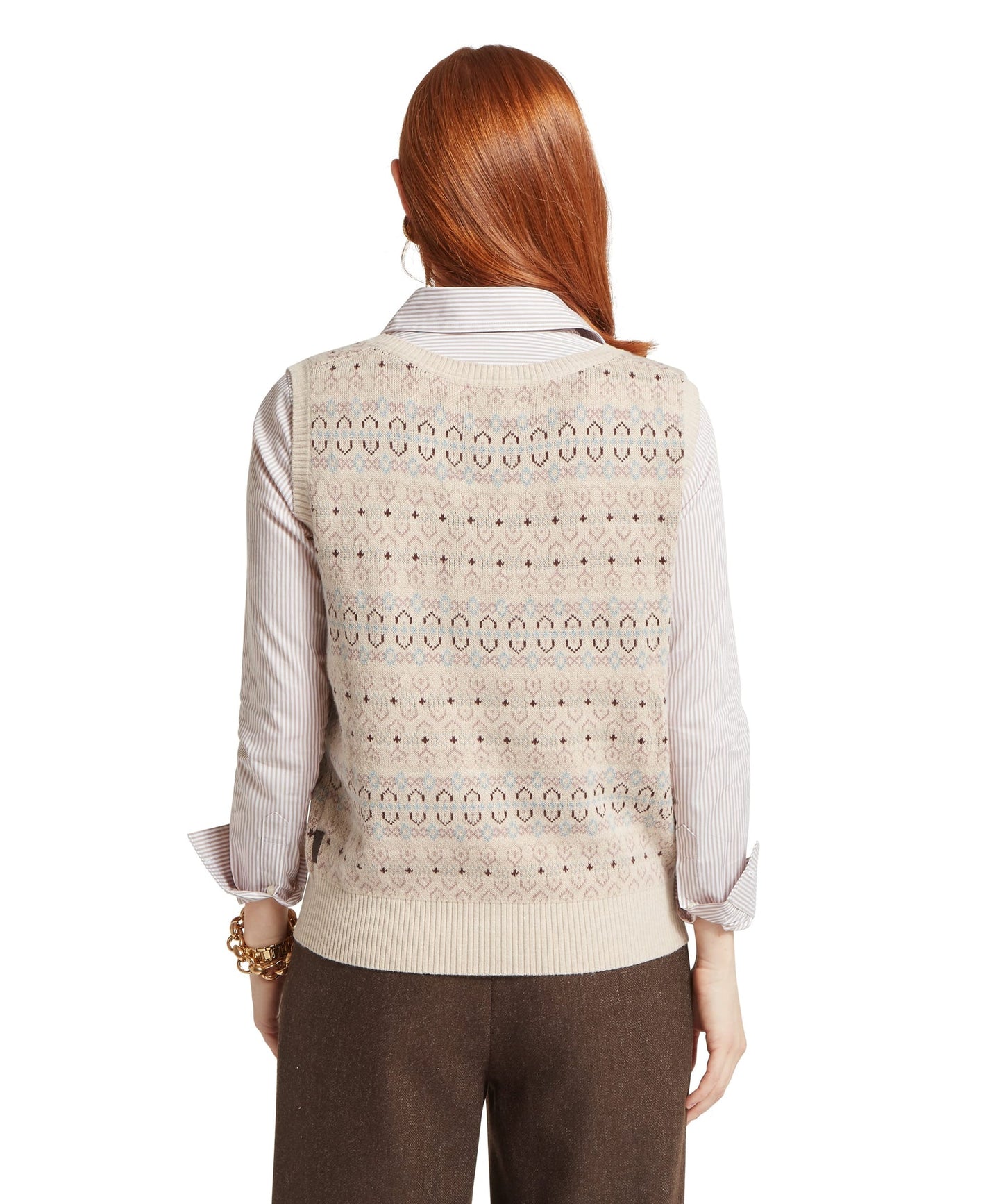 Tresness Fairisle Vest Port/Lake Blue