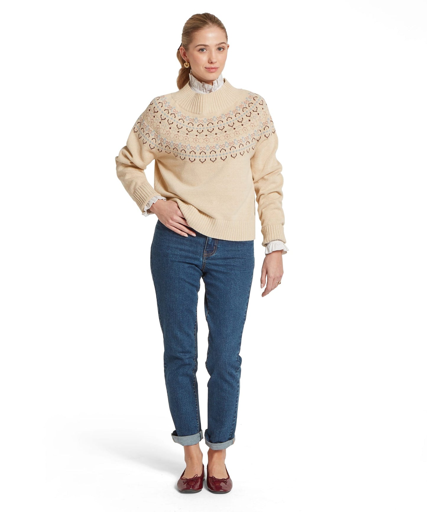 Tresness Fairisle Jumper Port/Lake Blue