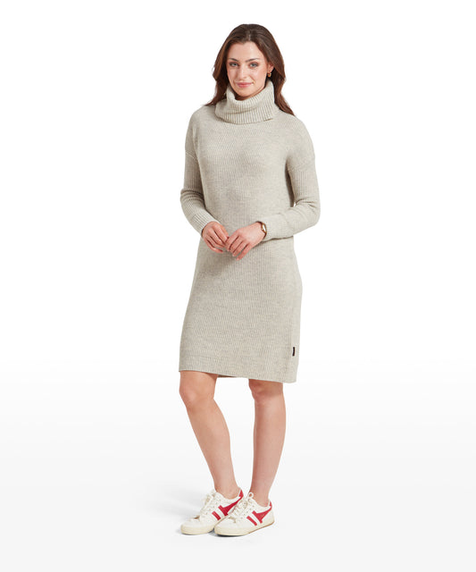 Filey Roll Neck Dress Oat Grey