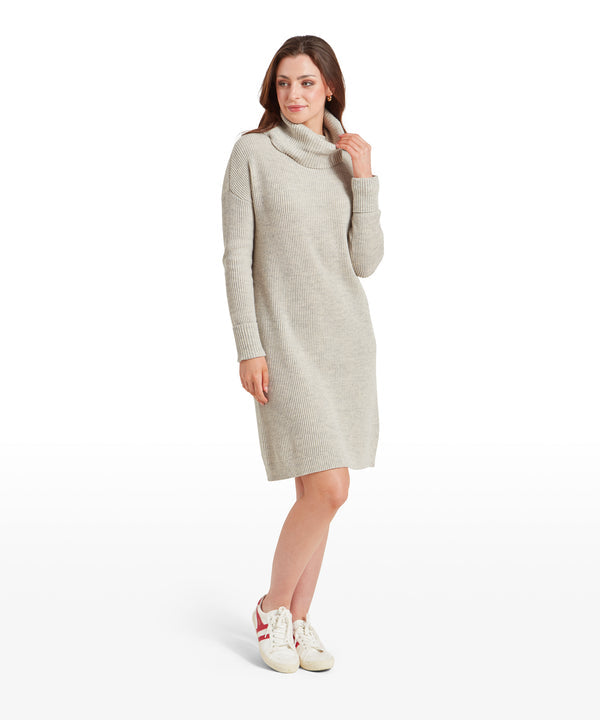 Filey Roll Neck Dress Oat Grey