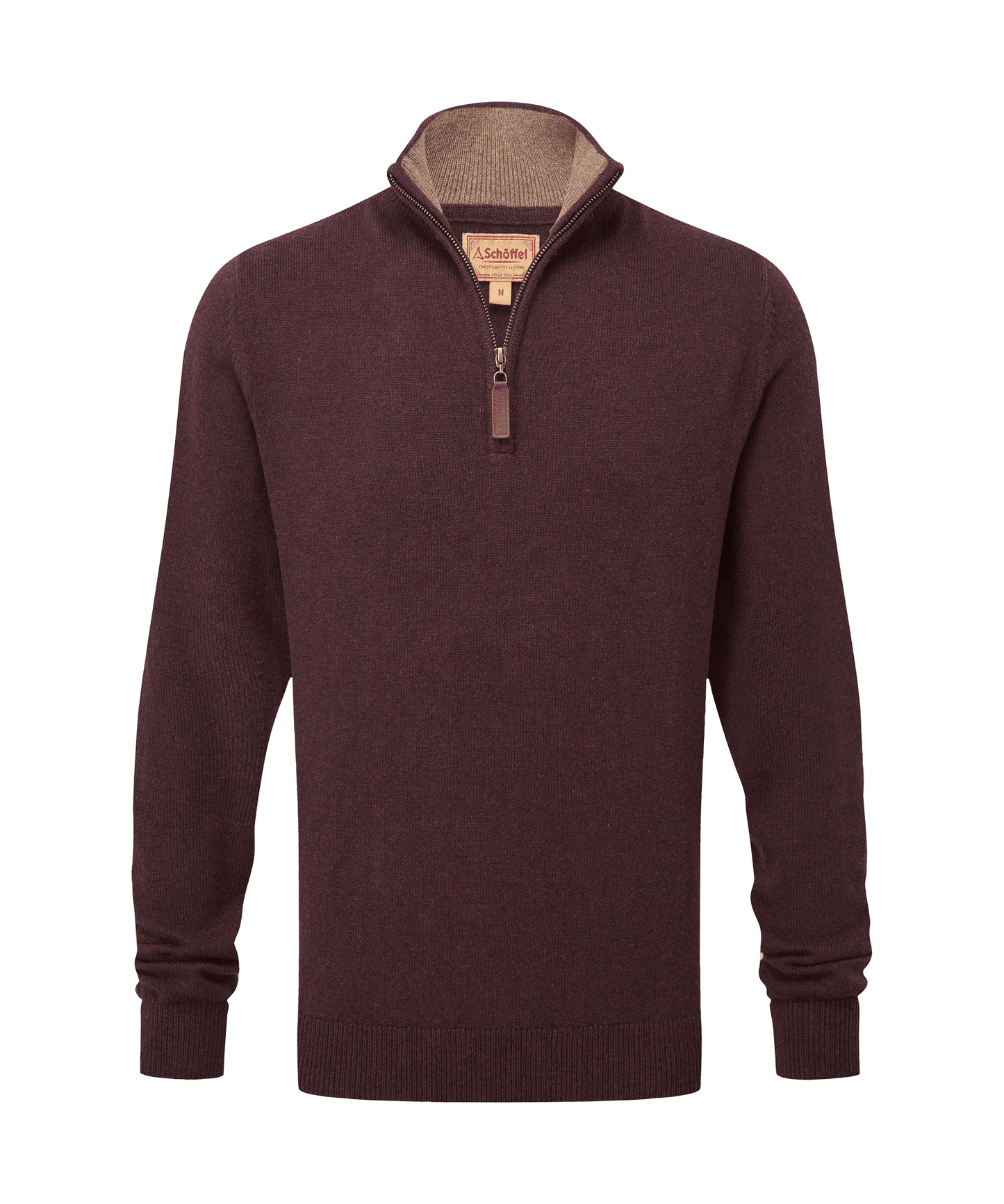 Lewis Lambswool Quarter Zip Jumper Port