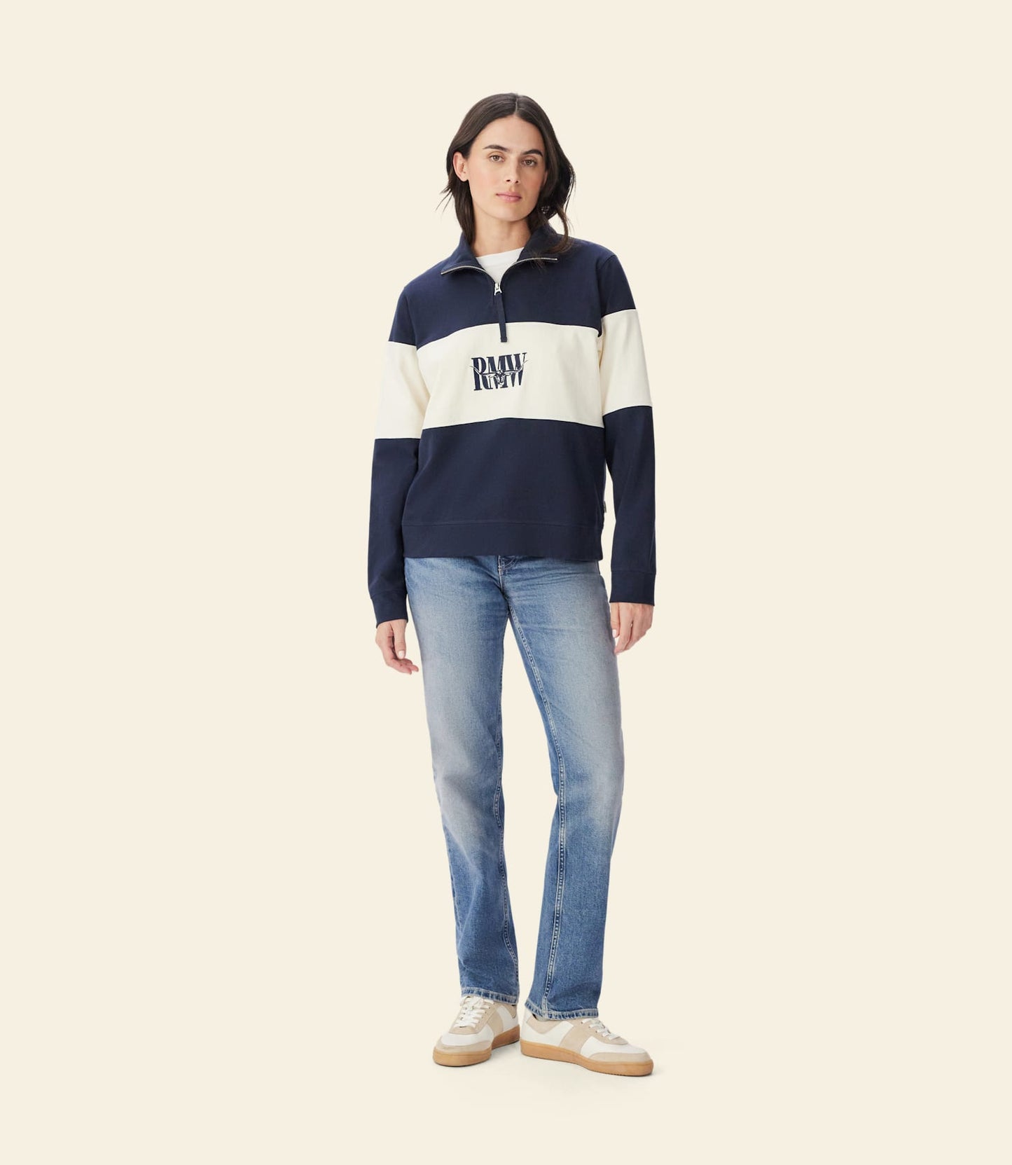 Trickett Panel Sweatshirt Navy/Ivory