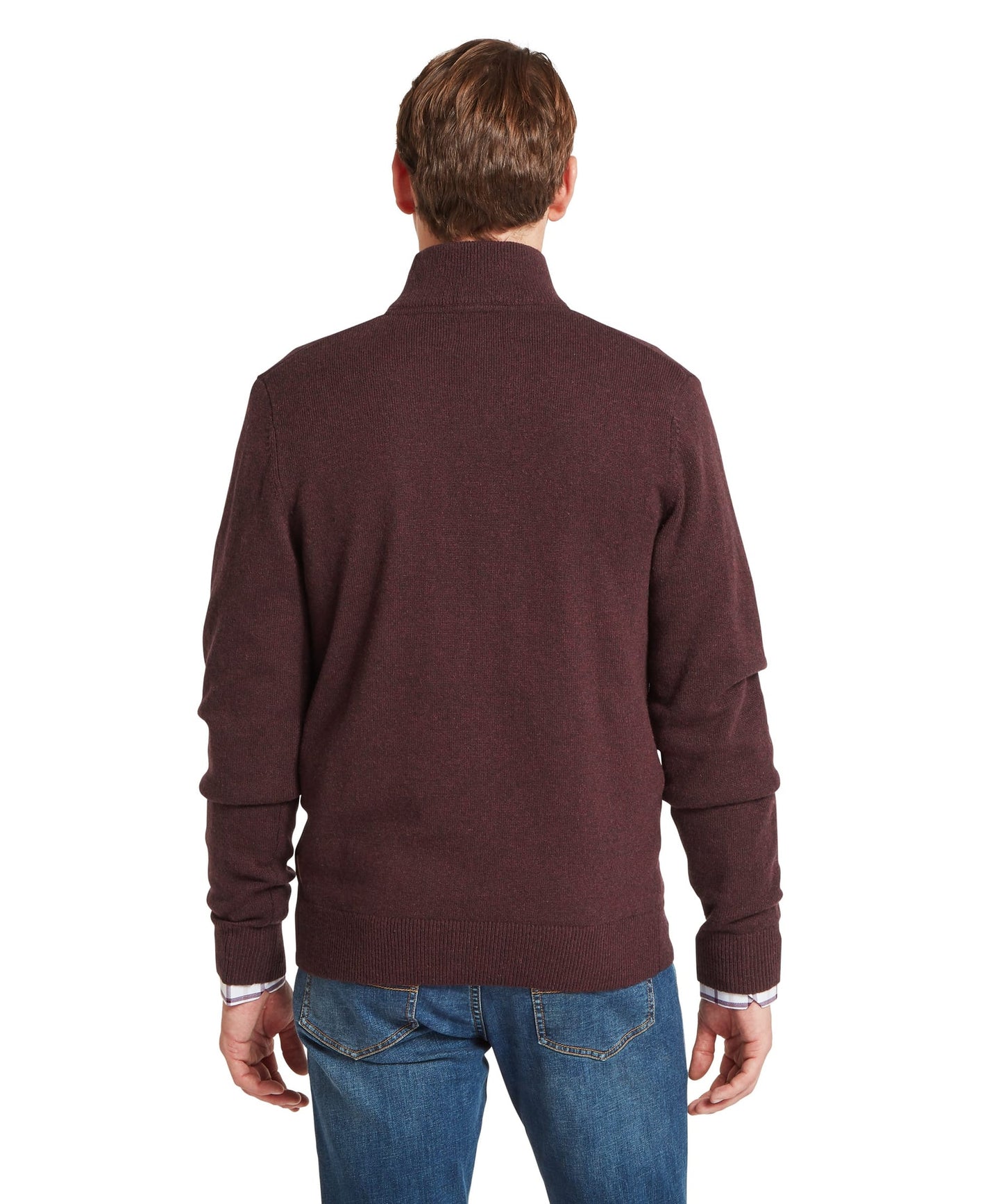 Lewis Lambswool Quarter Zip Jumper Port