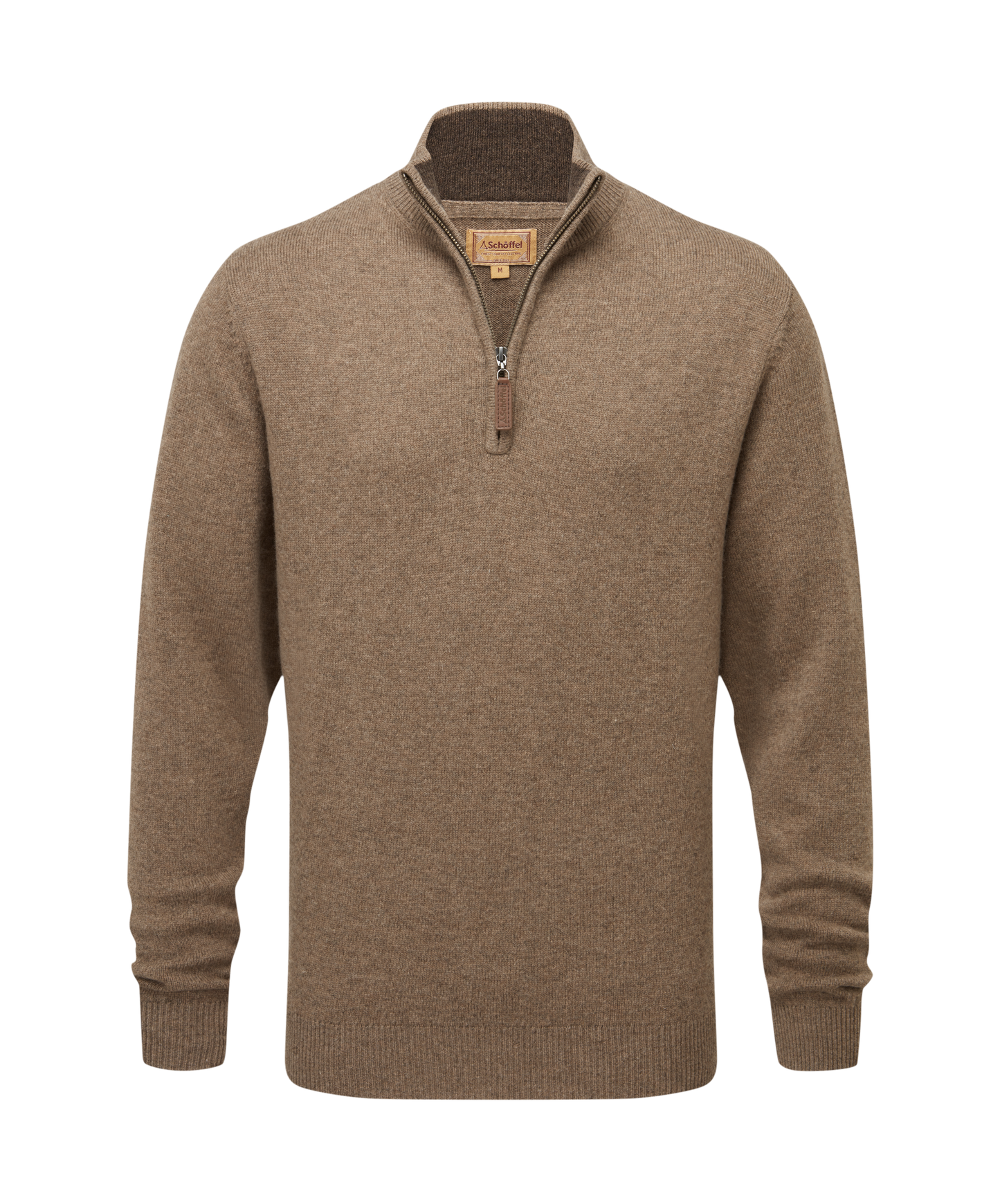 Lewis Lambswool Quarter Zip Jumper Mushroom