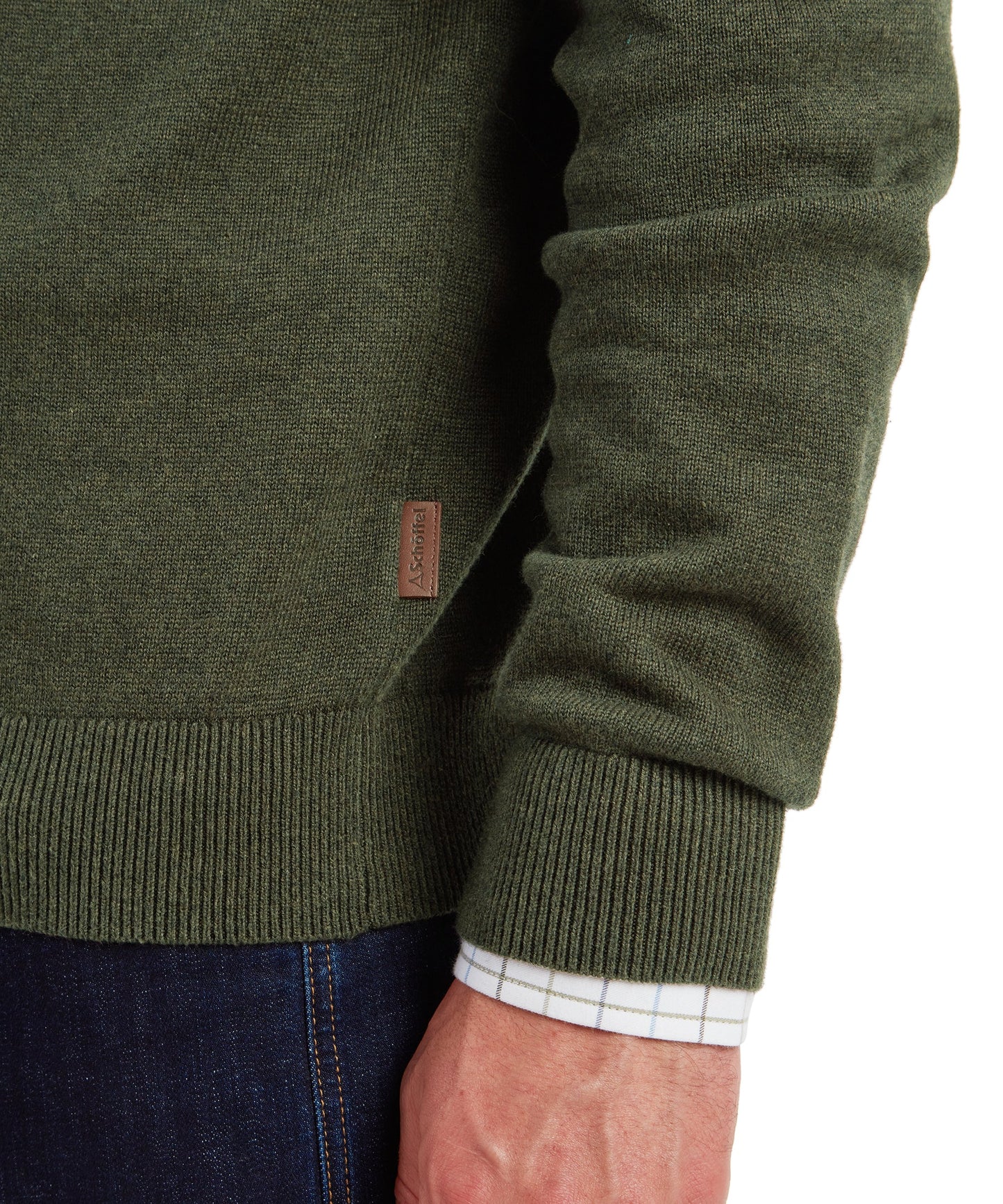 Lewis Lambswool Quarter Zip Jumper Woodland