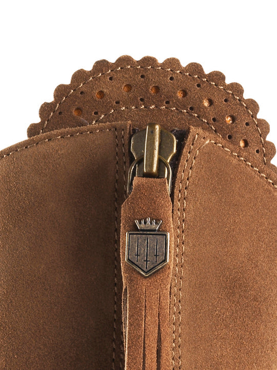 The Regina Women's Tall Heeled Boot - Tan Suede, Sporting Calf