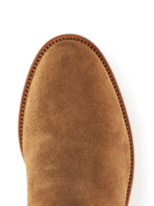 The Regina Women's Tall Heeled Boot - Tan Suede, Sporting Calf