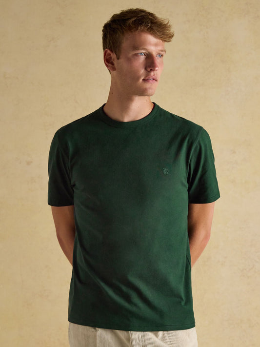 Rugby Club Green Crew Neck Cotton T-Shirt