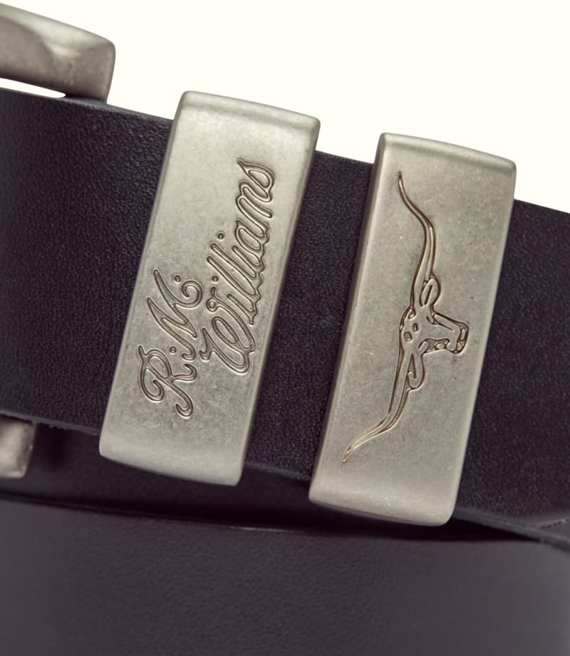 Drover Belt Black Brushed silver Buckle