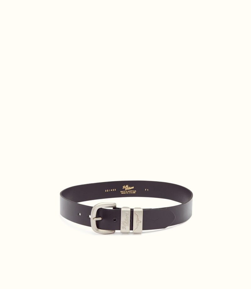 Drover Belt Black Brushed silver Buckle