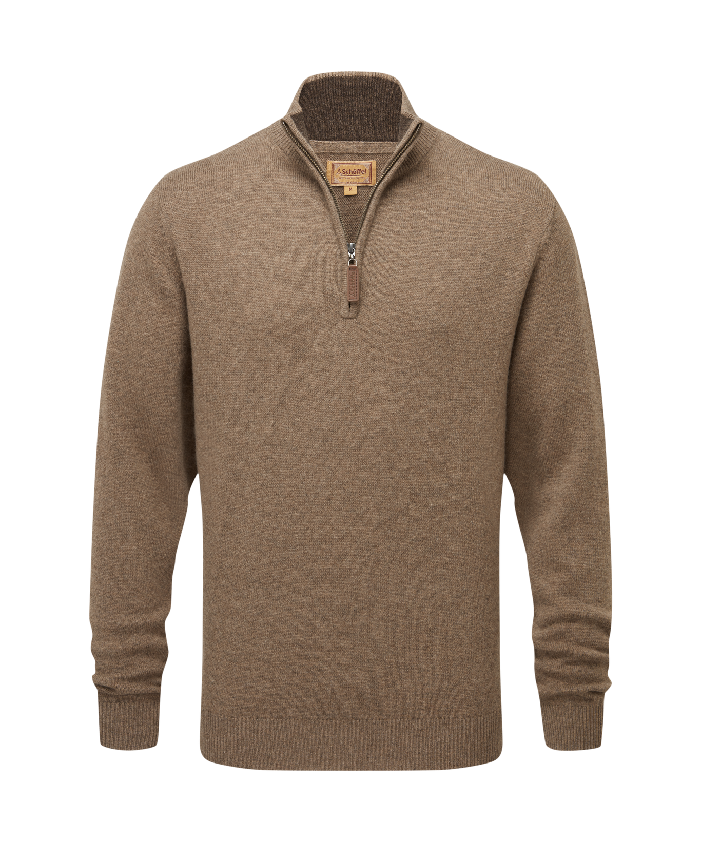Lewis Lambswool Quarter Zip Jumper Mushroom