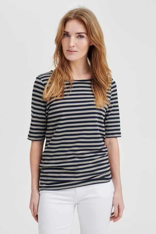 Hedy Short Sleeve T-shirt - Sand Stripe