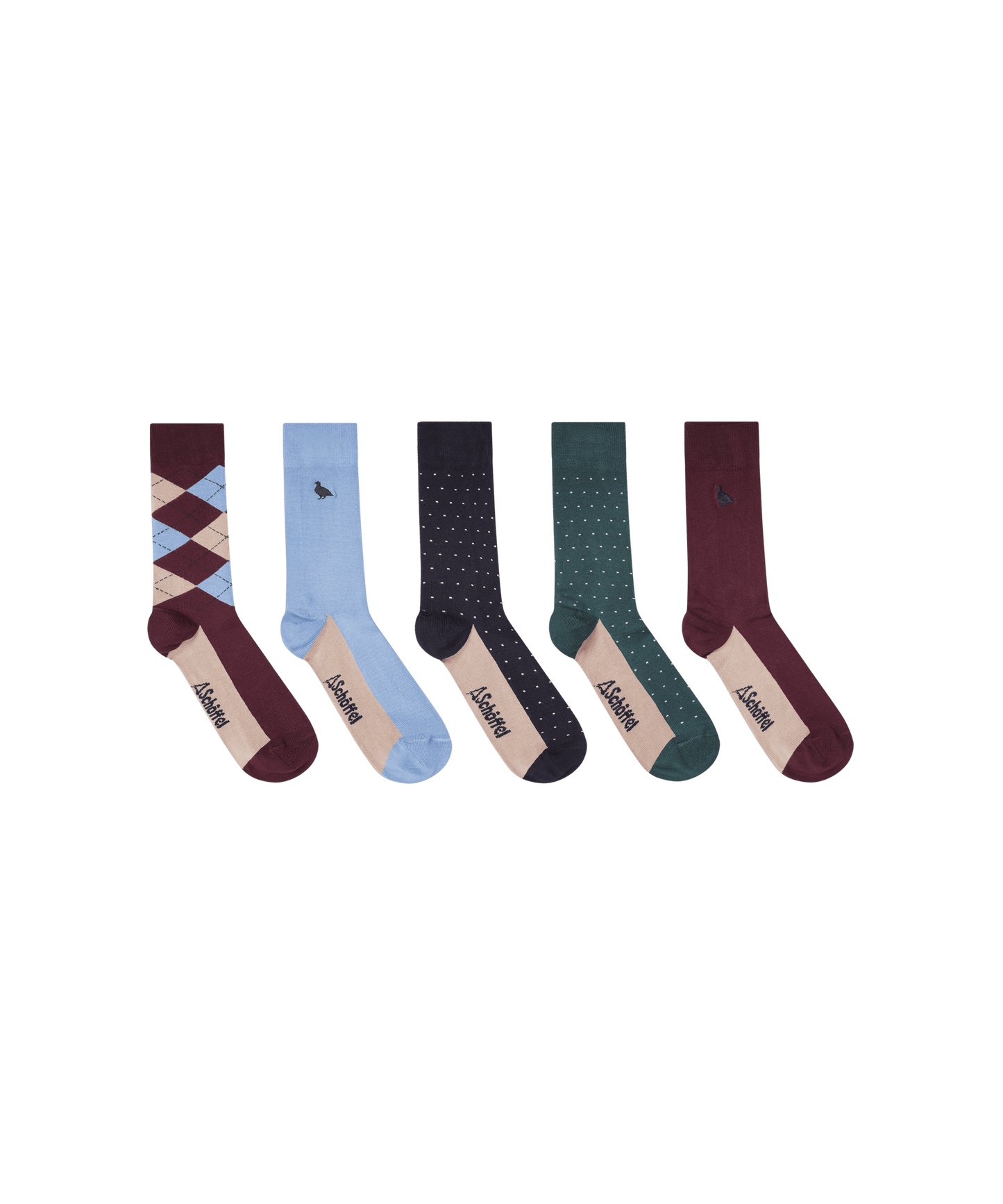 Bamboo Socks (Box Of 5) - Argyle Pattern Mix