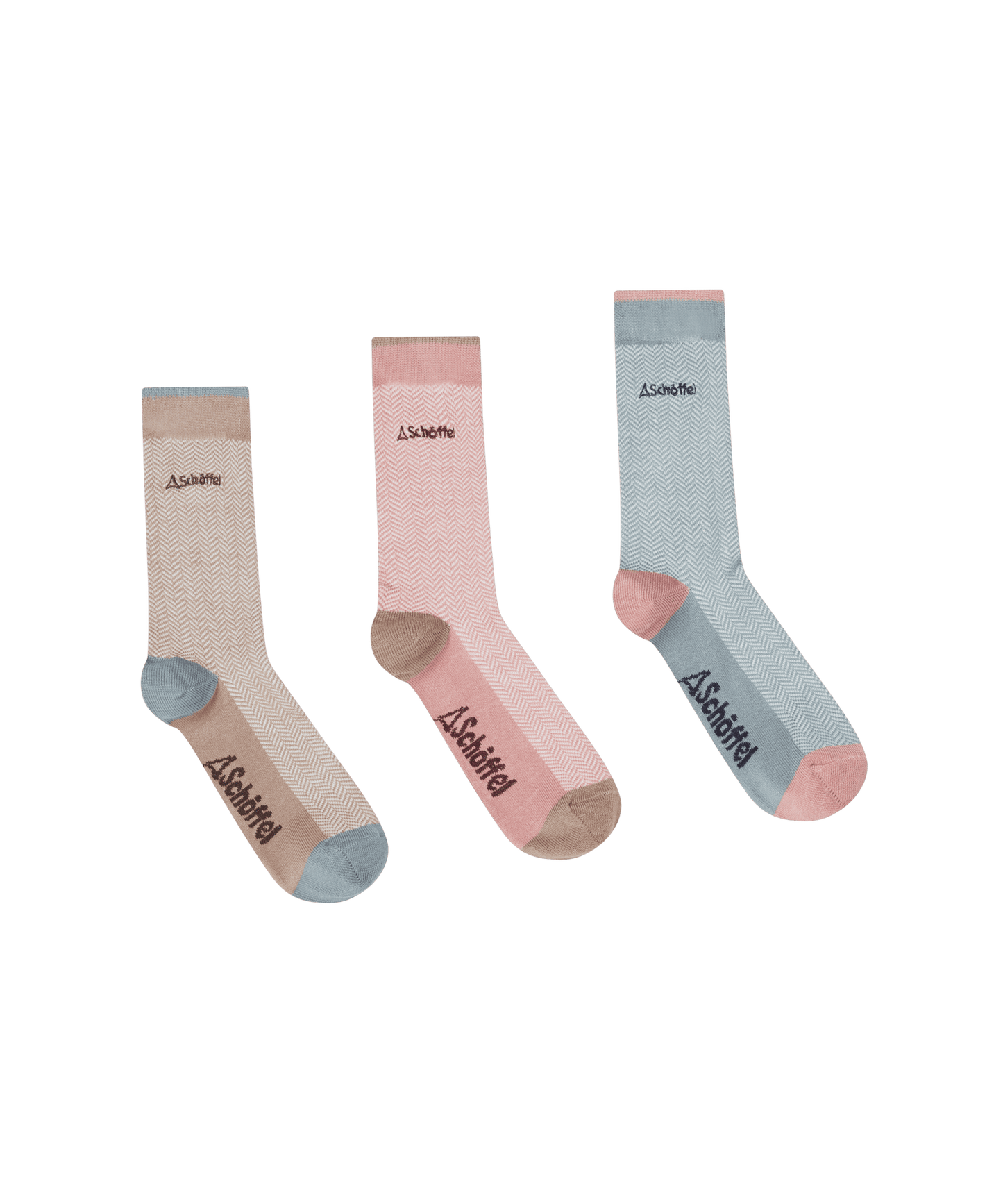 Women's Bamboo Socks (Box Of 3) - Lake Blue Herringbone Mix